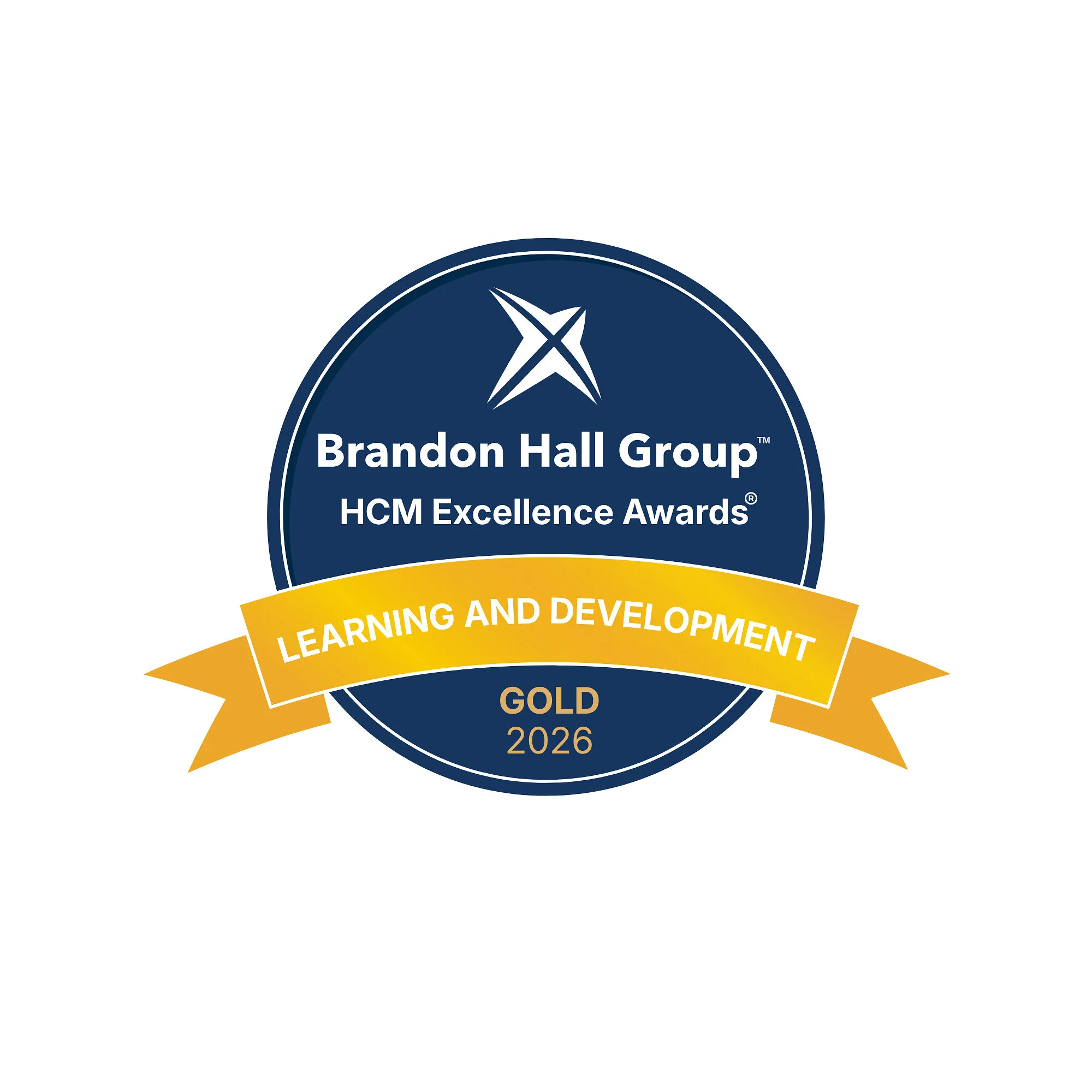 Blue and gold Learning and Development Gold 2026 award badge